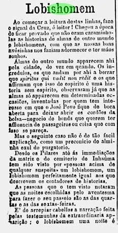 Lobisomem: Uma Lenda Milenar em Constante Mutação e seu Rastro na Imprensa Brasileira