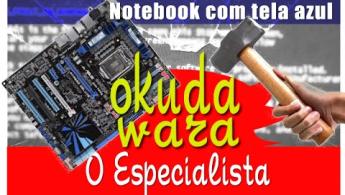 Notebook com Tela Azul