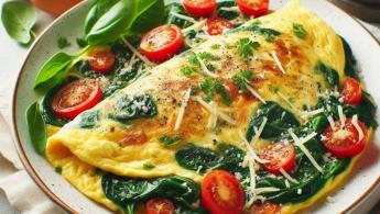 &nbsp;Omelete de Espinafre e Tomate
