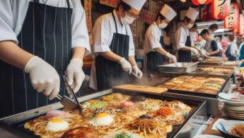 Okonomiyaki a panqueca japonesa.